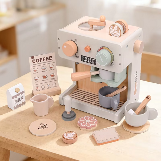 Wholesale Montessori Wooden Coffee Machine Pretend Play Set Kids Kitchen Maker Toy