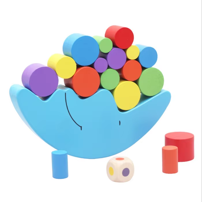 Wholesale Wooden Moon Balance Stacking Blocks Game Kids Early Education Toy
