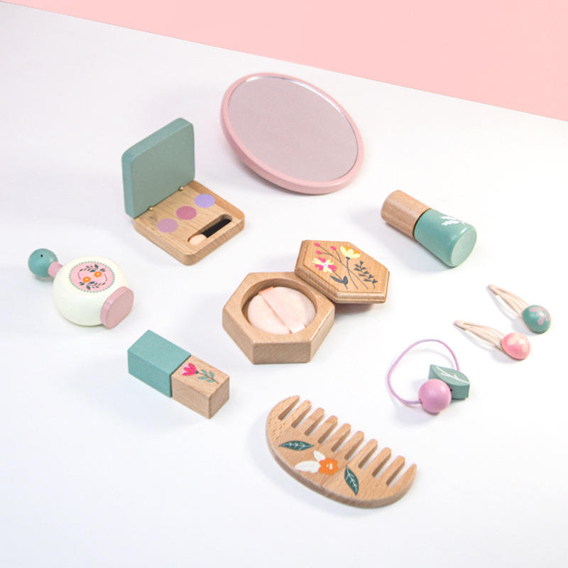 Wholesale Wooden Kids Makeup Kit Beauty Pretend Play Role Play Toy Set
