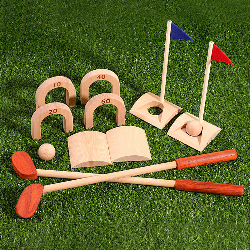Wholesale Wooden Kids Croquet Set Jungle Animal Outdoor Lawn Game Toy