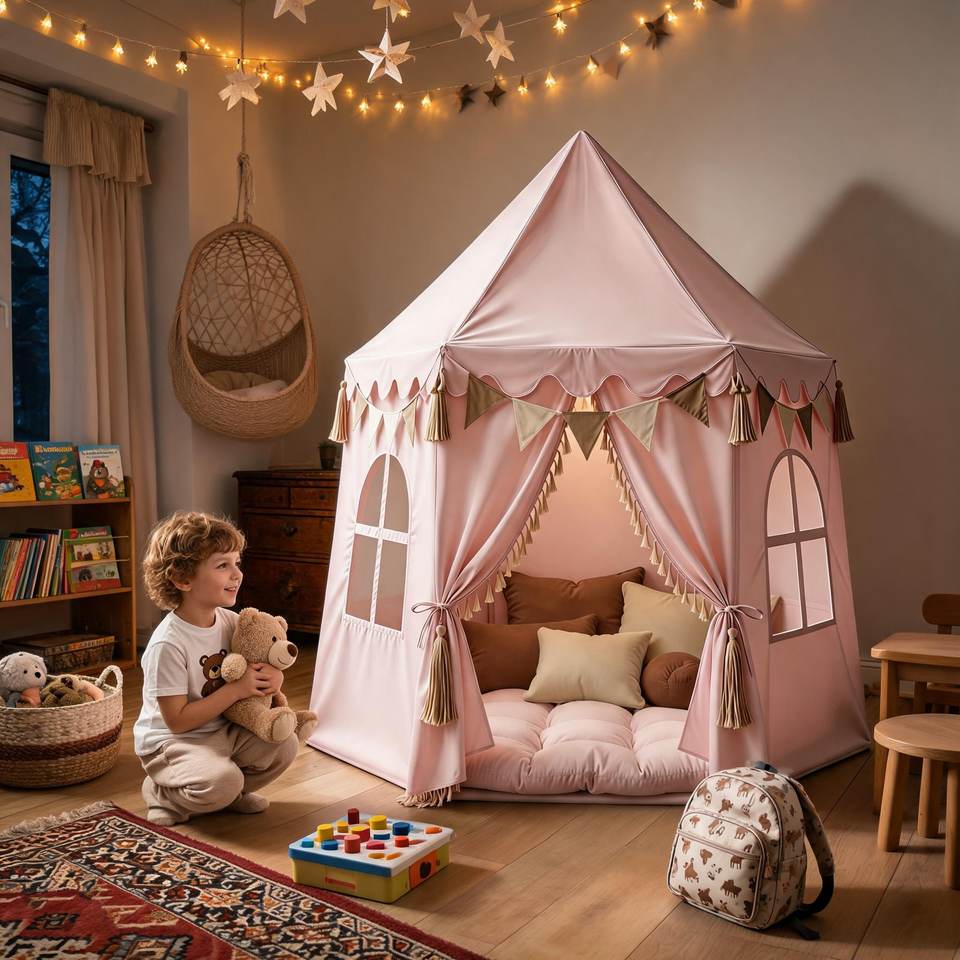 Princess Castle Kids Play Tent for Toddlers Children Soft Foldable Polyester Fabric Indoor Playhouse Soft Toy Unisex