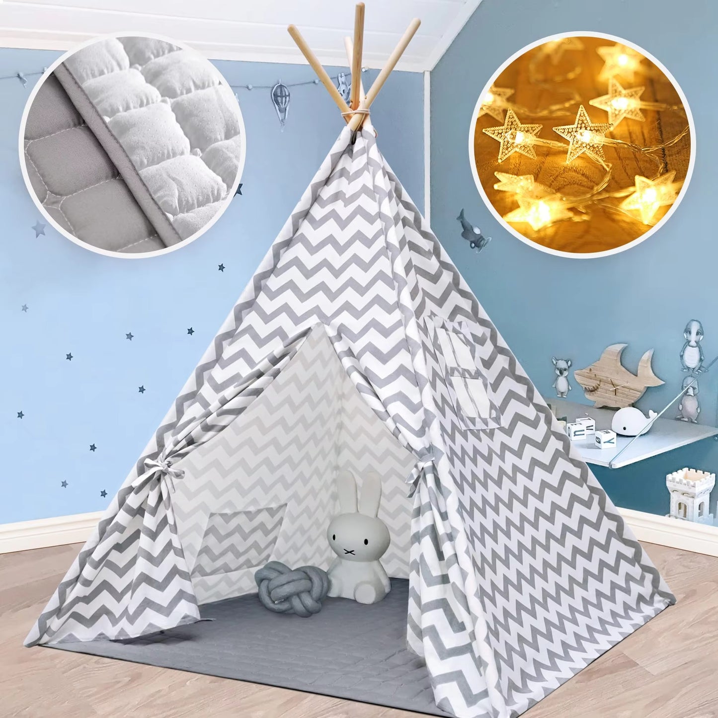 Indoor Sleepover Sleeping Kids Canvas Teepee Princess Tent for Kids Tent