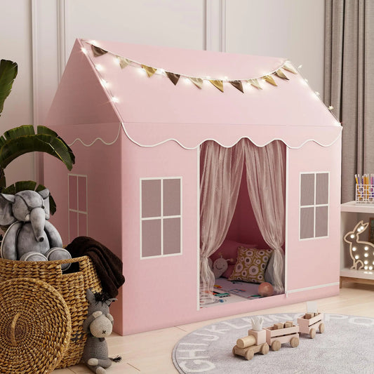 Large Cream Color Kids Play Tent Custom Service Foldable Indoor Playhouse for Reading Corner
