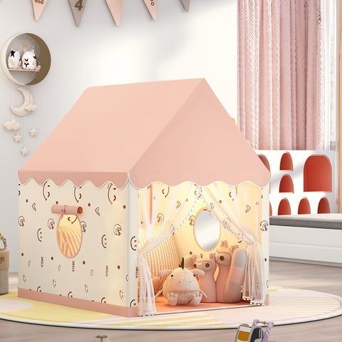 Pink Joyful Face Kids Playhouse Tent Fun Foldable Indoor Toy House for Toddlers and Children