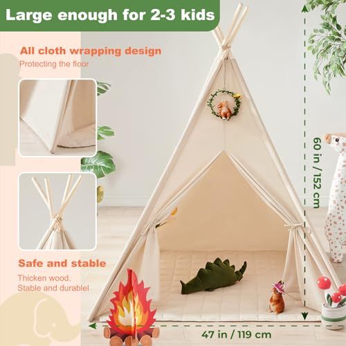 Polyester Big Kids Teepee Play Tent Children's Tent Playhouse for Kids Indoor Outdoor Use
