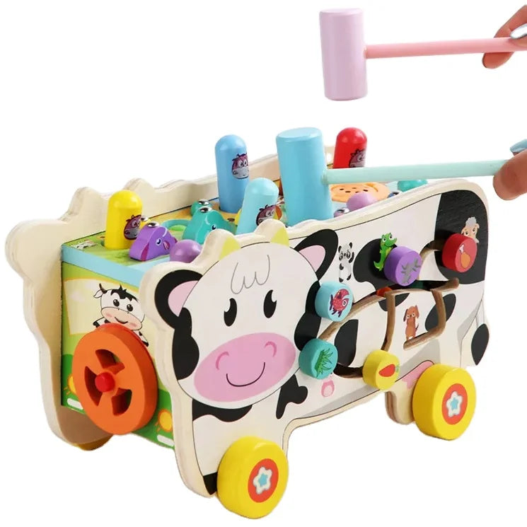 Wholesale 7 in 1 Wooden Pounding Bench Xylophone Fishing Montessori Learning Toy