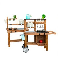 Wholesale Montessori Outdoor Wooden Mud Kitchen Kids Pretend Play Cooking Toy Set