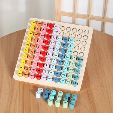 Wholesale Montessori Rainbow Wooden Multiplication Board Math Toy