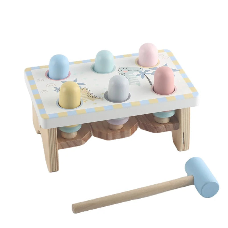 Wholesale Montessori Wooden Animal Pounding Bench Hammering Game Toy for Baby Kids