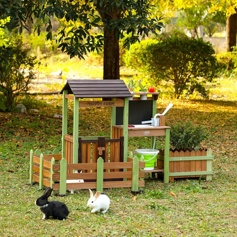 Wholesale Montessori Wooden Outdoor Farm Play Set Mud Kitchen Garden Pretend Toy