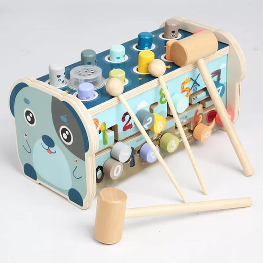 Wholesale Multifunctional Wooden Pounding Bench Xylophone Fishing Game Montessori Toy
