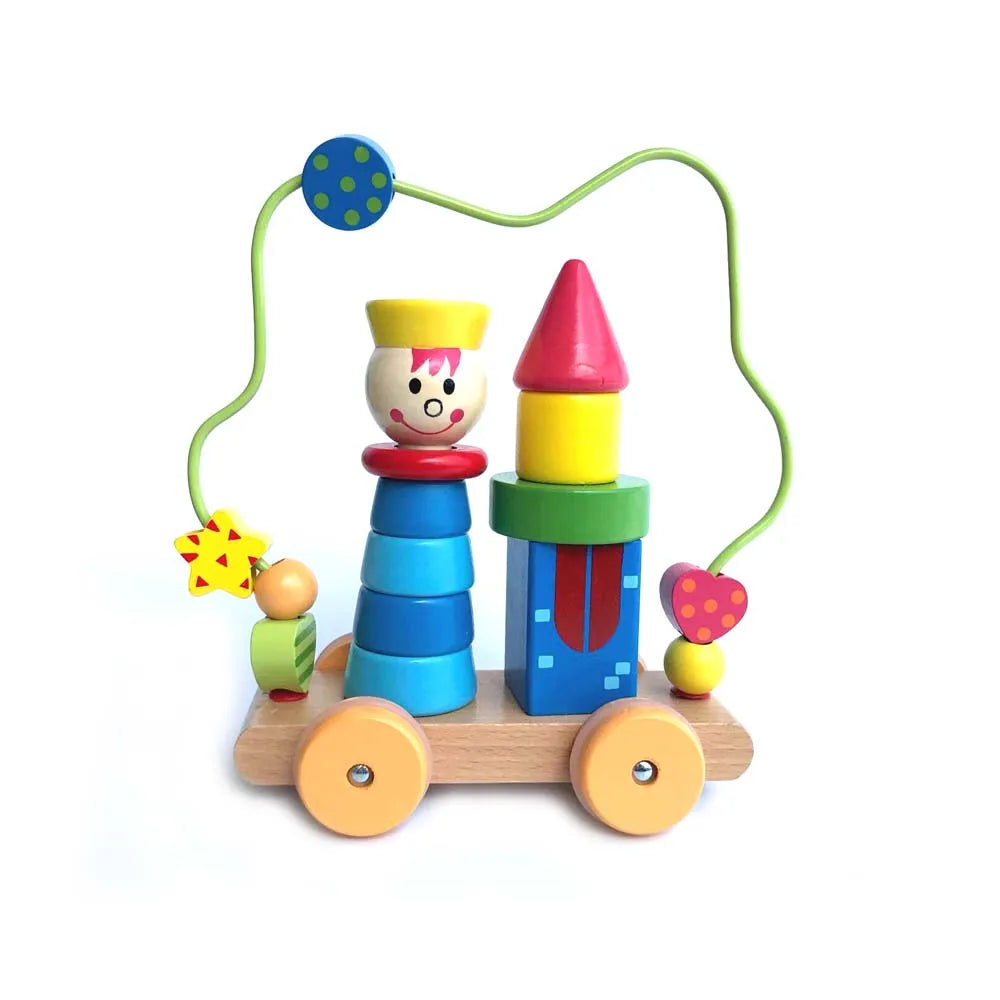 Wholesale Wooden Colorful Roller Coaster Bead Maze Toy Baby Activity Stacker