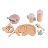 Wholesale Wooden Doll Feeding Accessories 9pcs Pretend Play Toy