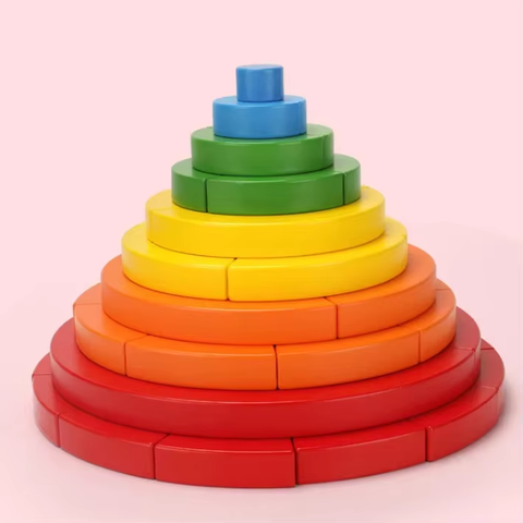 Wholesale Wooden Rainbow Stacking Blocks Montessori Building Toy