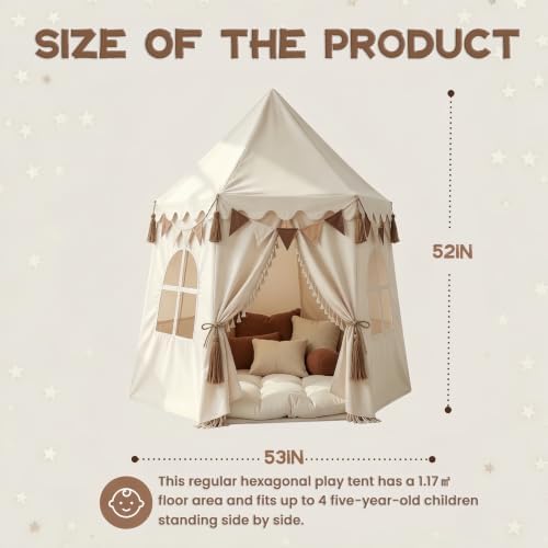 Extra Large Boho Kids Play Tent with Star Lights